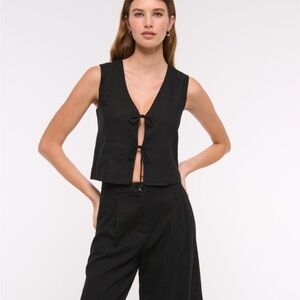 Tie Black Sleeveless Top Abercrombie and Fitch
